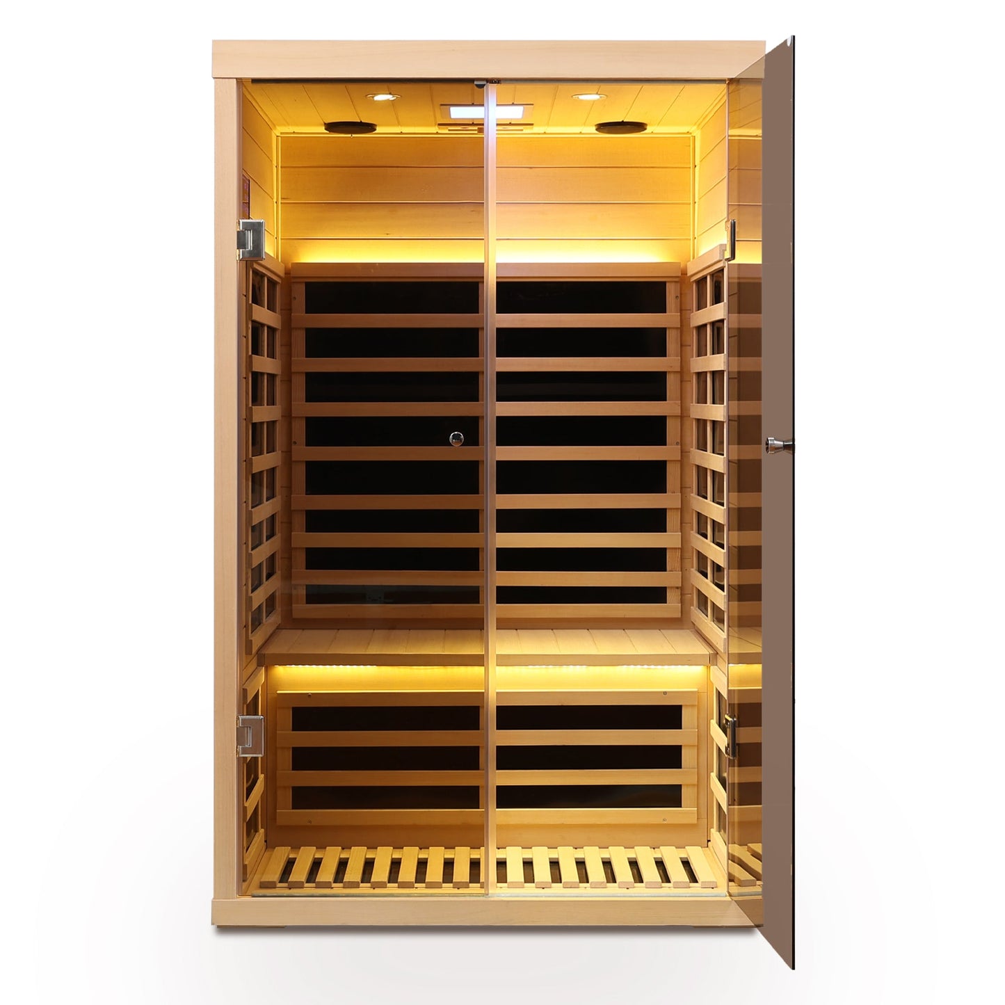 Indoor Far Infrared Sauna for Two with Hemlock Wood