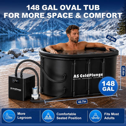 Ice Bath Chiller & Cold Plunge Tub Kit, 1/3HP Cold Plunge Chiller with External Pump & Filter, XXL 148Gal Upgraded Ice Pod, Cold Plunge Tub with Water Chiller for Cold Therapy Recovery