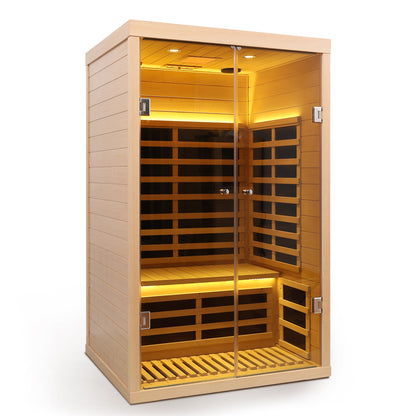 Indoor Far Infrared Sauna for Two with Hemlock Wood