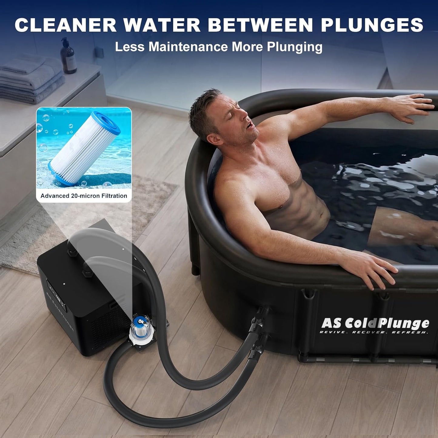 Ice Bath Chiller & Cold Plunge Tub Kit, 1/3HP Cold Plunge Chiller with External Pump & Filter, XXL 148Gal Upgraded Ice Pod, Cold Plunge Tub with Water Chiller for Cold Therapy Recovery