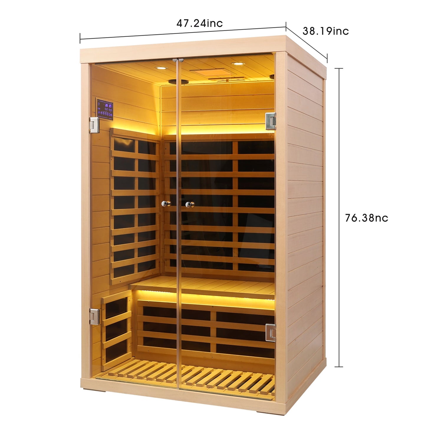 Indoor Far Infrared Sauna for Two with Hemlock Wood