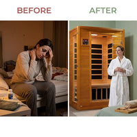 Andora 2-Person Low EMF FAR Infrared Sauna, Canadian Hemlock — Before & After