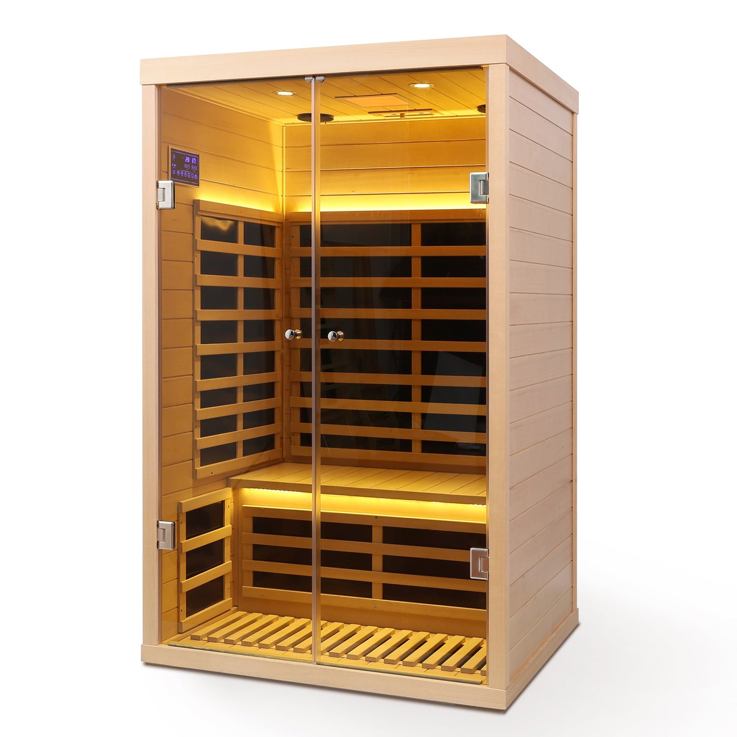 Indoor Far Infrared Sauna for Two with Hemlock Wood