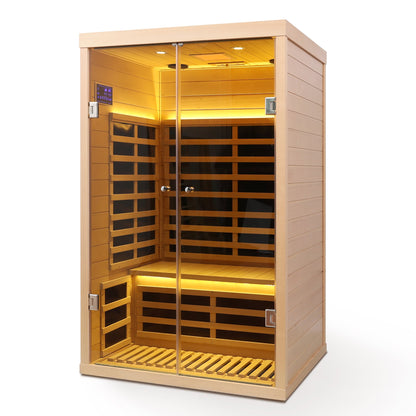 Indoor Far Infrared Sauna for Two with Hemlock Wood