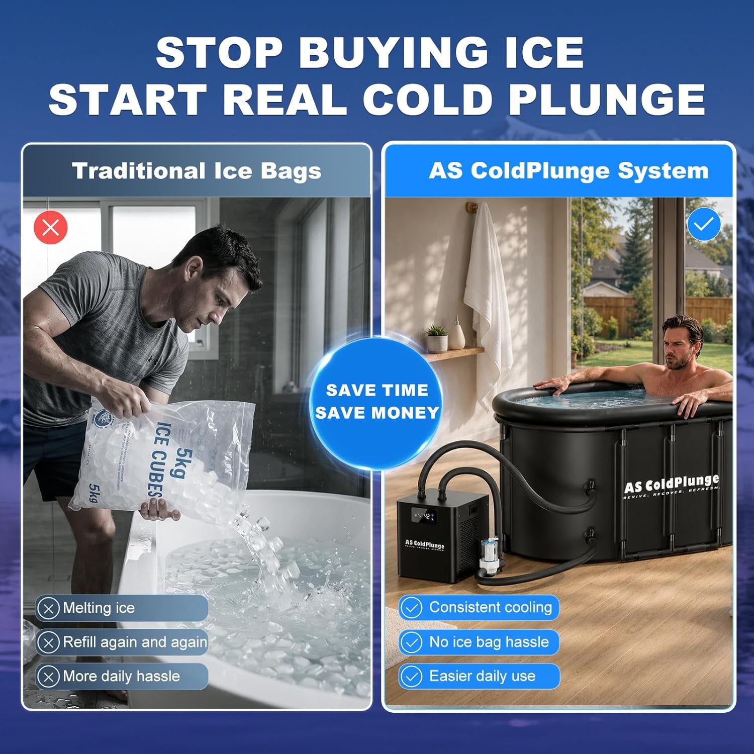 Ice Bath Chiller & Cold Plunge Tub Kit, 1/3HP Cold Plunge Chiller with External Pump & Filter, XXL 148Gal Upgraded Ice Pod, Cold Plunge Tub with Water Chiller for Cold Therapy Recovery