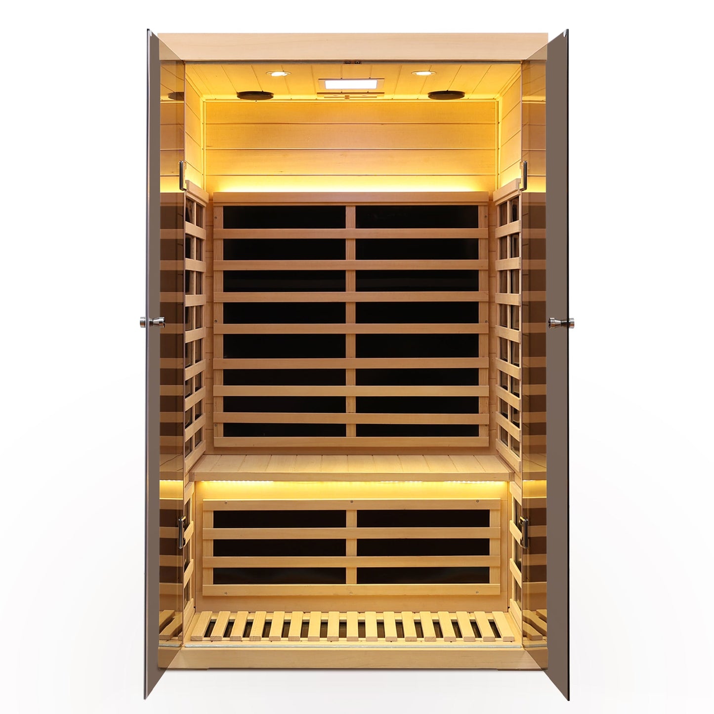 Indoor Far Infrared Sauna for Two with Hemlock Wood